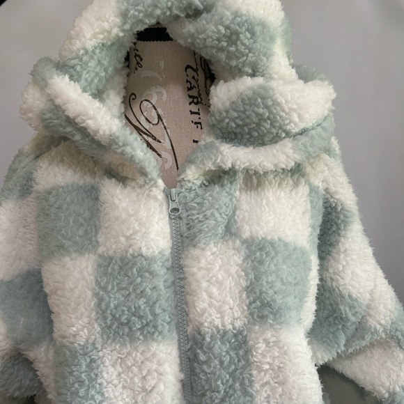 Wild Rose Green and White Checkered Zip Hoodie Medium - Picture 3 of 7